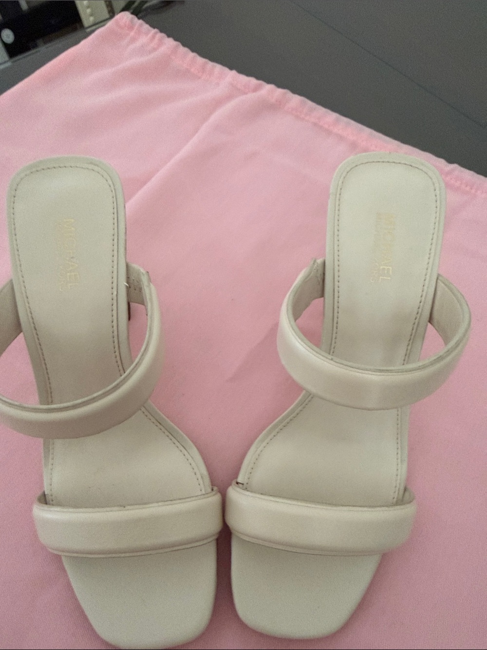 MICHAEL Michael Kors Cream Padded Strap Heeled Sandals